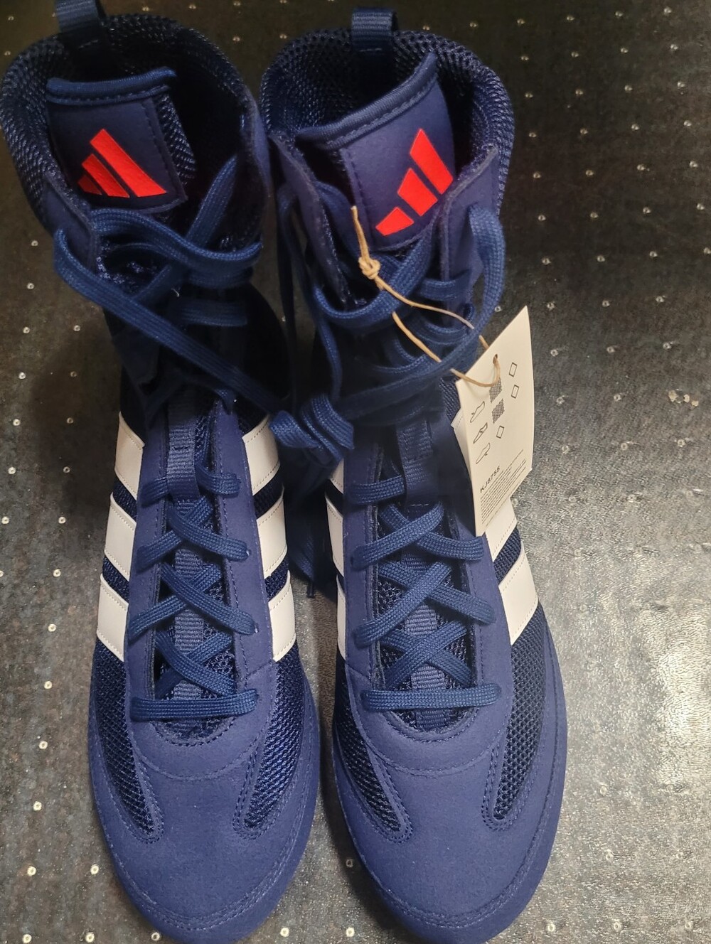 NWT Adidas Navy and White High-Top Athletic Wrestling Shoes